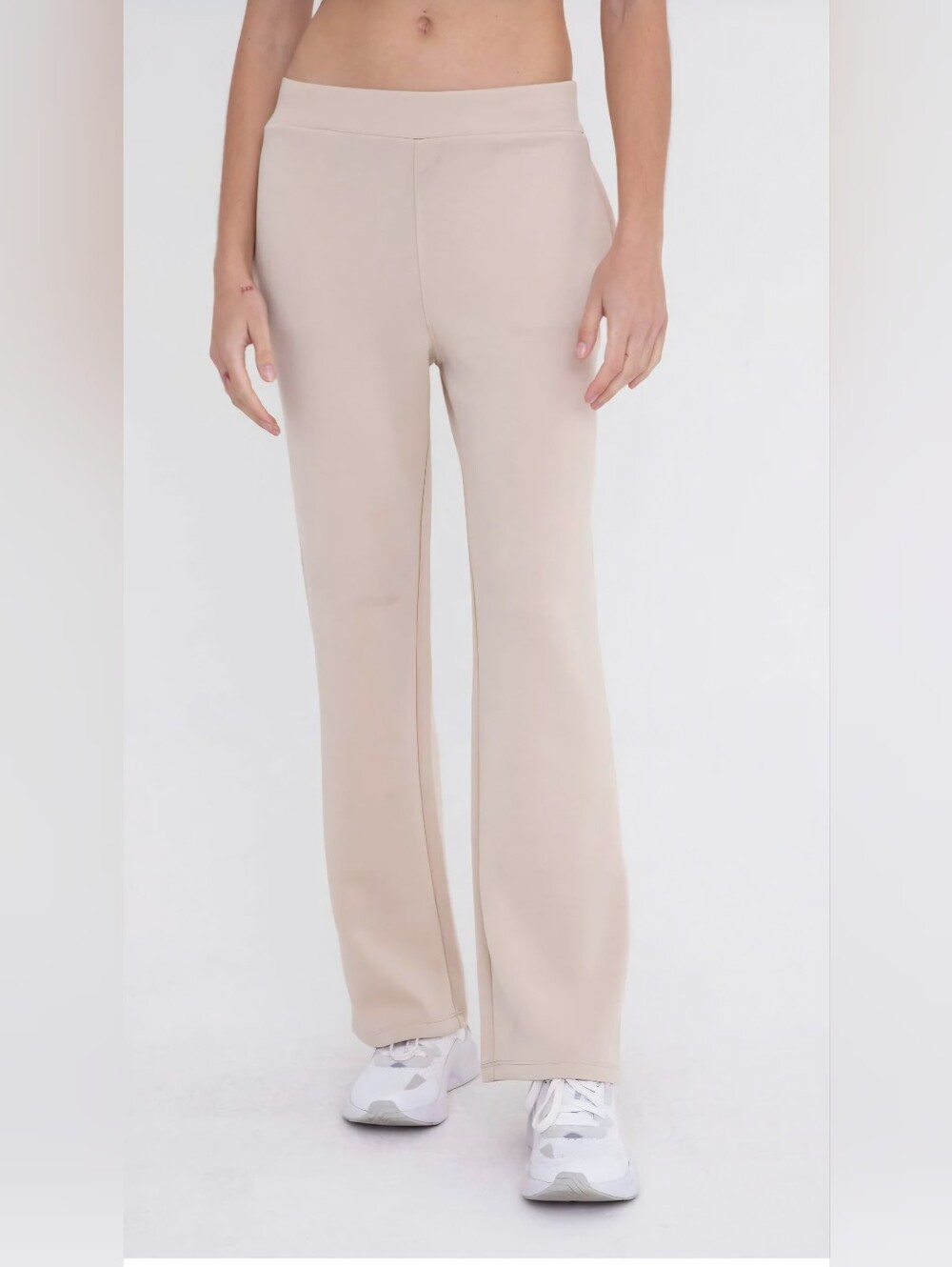 Mono B Elevated Flare Beige Lounge Pants Rayon Blend Medium